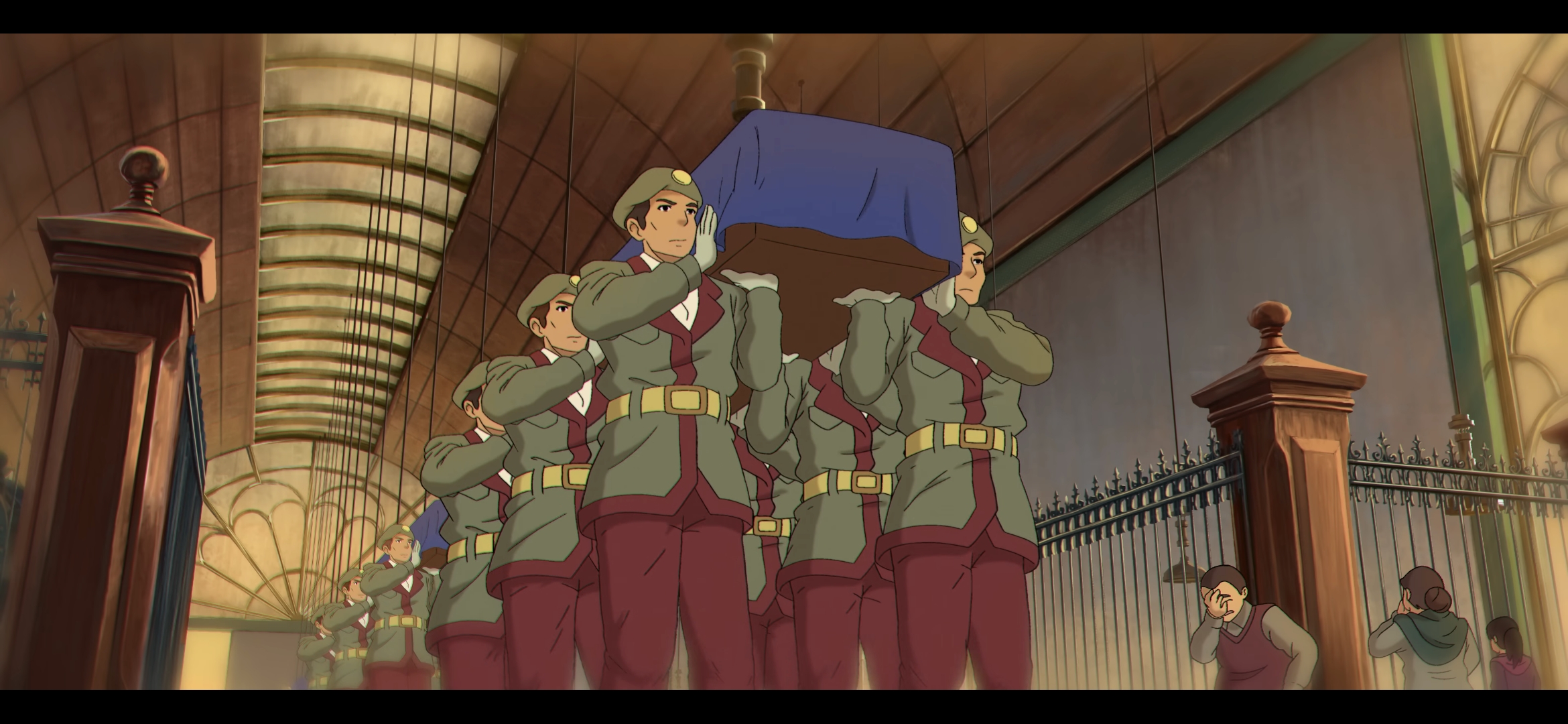 The Glassworker still of soldiers carrying a covered object