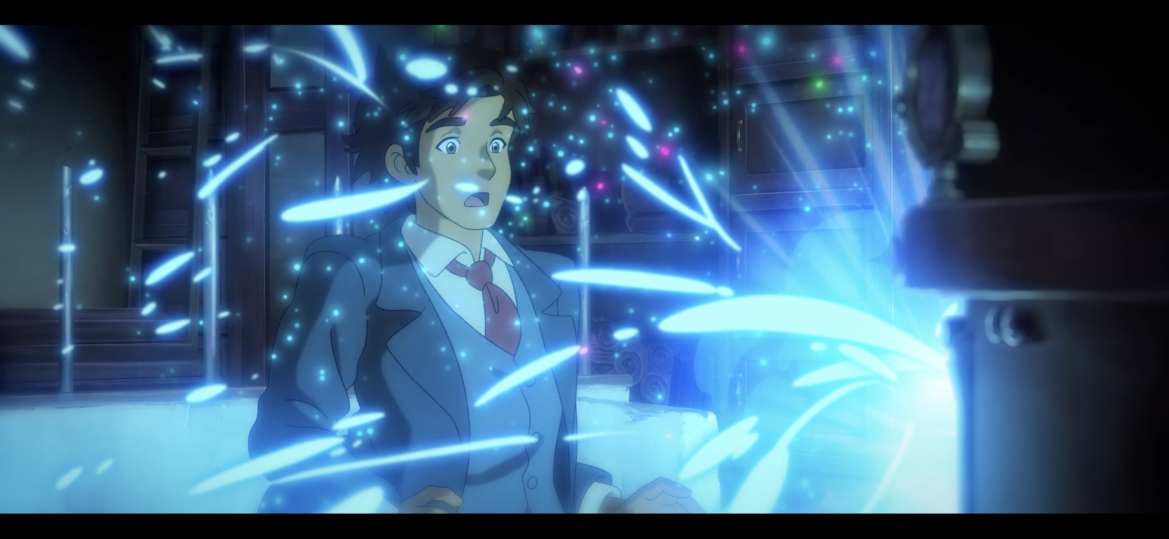 The Glassworker still of a character surrounded by blue light